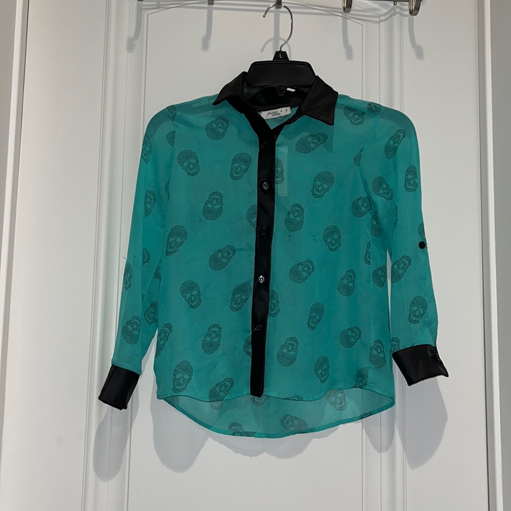 Teal Button Down Blouse